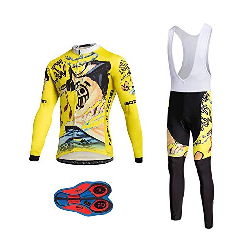 Moxilyn Radtrikot Herren LangarmAnzüge Radtrikot Set Radfahren Kleidung Winddicht Langärmliges Fahrradtrikot Hose mit 9D Gel Sitzpolster Sport & Freizeit MTB Radtrikot für Herbst von Moxilyn