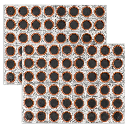 96 Stück Gummi Runde Patches Punktion Reparatur Kit Selbstklebend Flicken Fahrradreifenflicken-Reparaturset Gummi Fahrrad Flicken für Mountainbikes und Rennradschlauch von Mozeat Lens