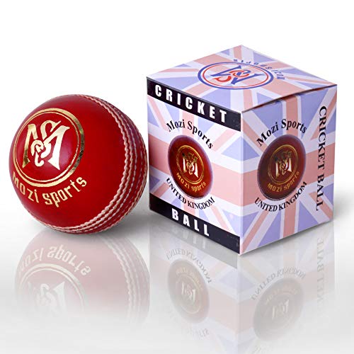 Leder Cricket Ball Senior Handgenähte Match-Qualitätsbälle Gewicht 5,50 Unzen (Red) von Mozi Sports