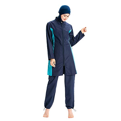 Badeanzug der moslemischen Frauen bescheidenheit Badeanzüge moslemische Badebekleidung Burkini Surfanzug mit Badekappe (3XL, Marine) von Mr Lin123