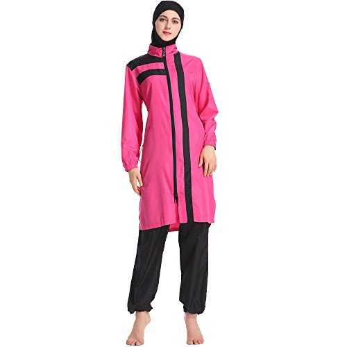 Frauen Badeanzug Set Muslim Bademode bescheidene islamische Damen Burkini Badeanzug Plus Size Beachwear Burkini (XL, Rose) von Mr Lin123