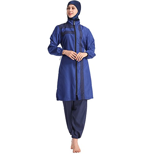 Mr Lin123 Damen-Badeanzug-Set, Muslimische Bademode, bescheidene islamische Damen, Burkini, Badeanzug, Übergröße, Strandmode (4XL, Blau) von Mr Lin123