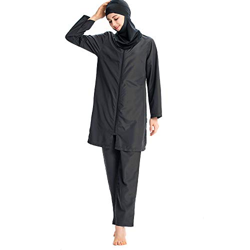 Mr Lin123 Muslimische Badebekleidung für Frauen Mädchen Modestischer islamischer Hijab Burkini Badeanzug (L, Schwarz) von Mr Lin123