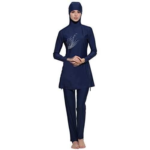Mr Lin123 Muslimische Badebekleidung für Frauen und Mädchen, bescheidene islamische Hijab Burkini-Badeanzüge Gr. S, blau von Mr Lin123