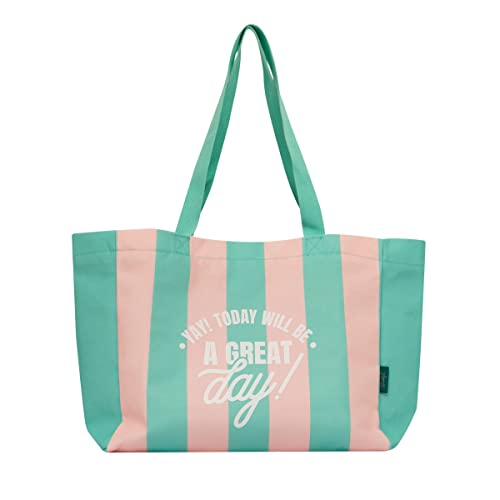 Mr. Wonderful Tote bag pink and green - Yay! Today will be a great day!, Pink and Green, Tote bag von Mr. Wonderful