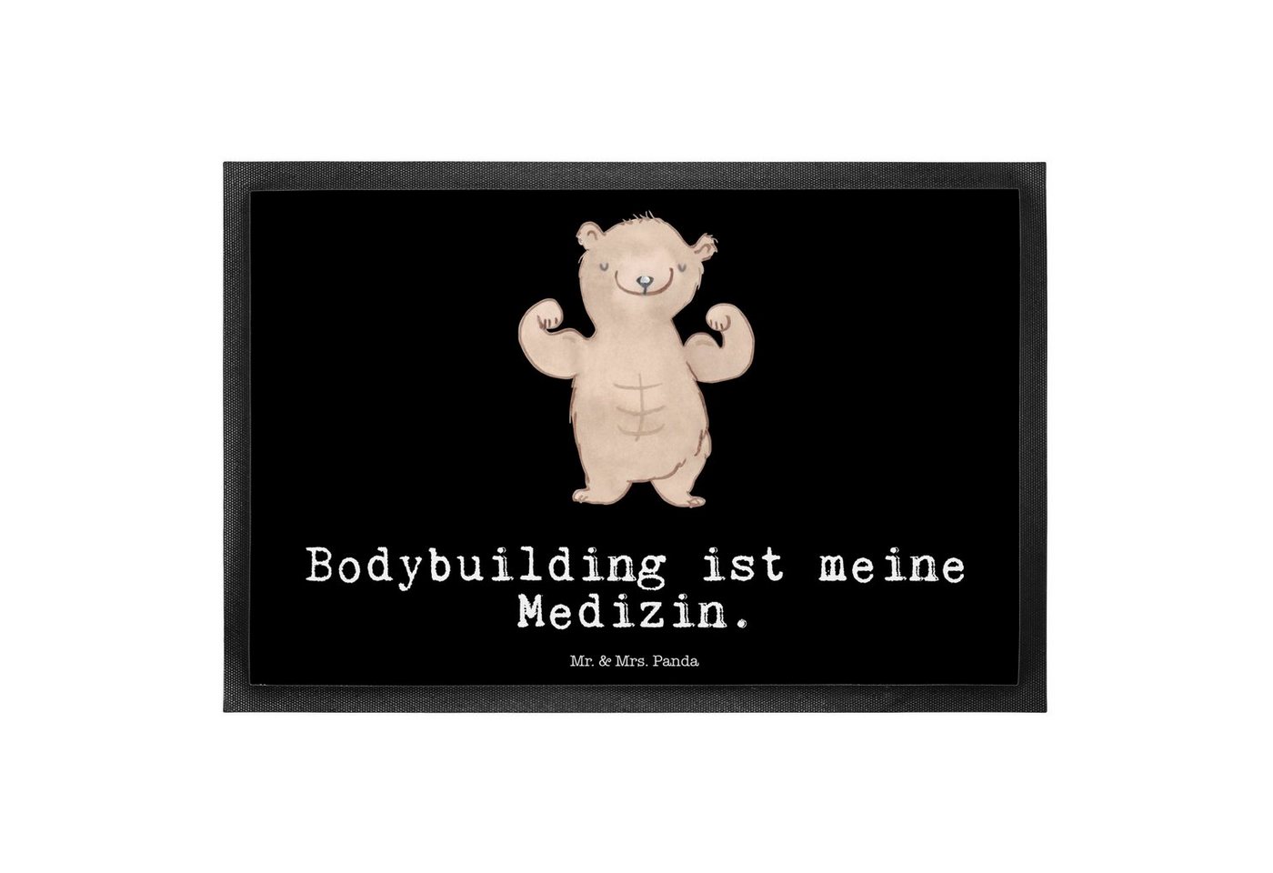 Fußmatte Bär Bodybuilding Medizin - Schwarz - Geschenk, Vorleger, Sportler, Mu, Mr. & Mrs. Panda, Höhe: 0.6 mm von Mr. & Mrs. Panda