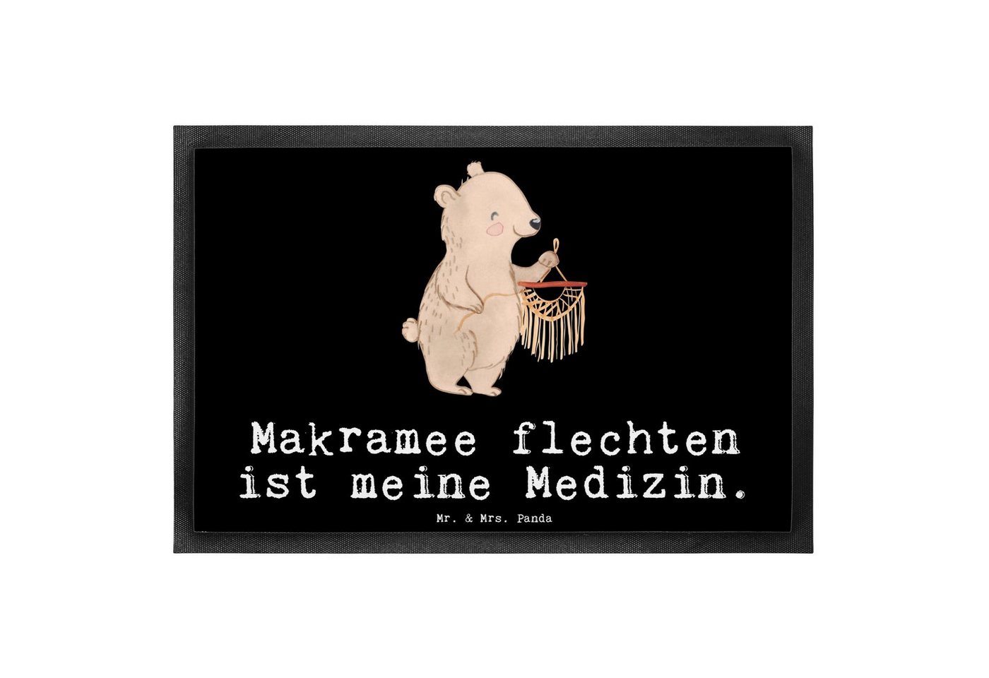 Fußmatte Bär Makramee Medizin - Schwarz - Geschenk, Fußabstreifer, Dankeschön, Mr. & Mrs. Panda, Höhe: 0.6 mm von Mr. & Mrs. Panda