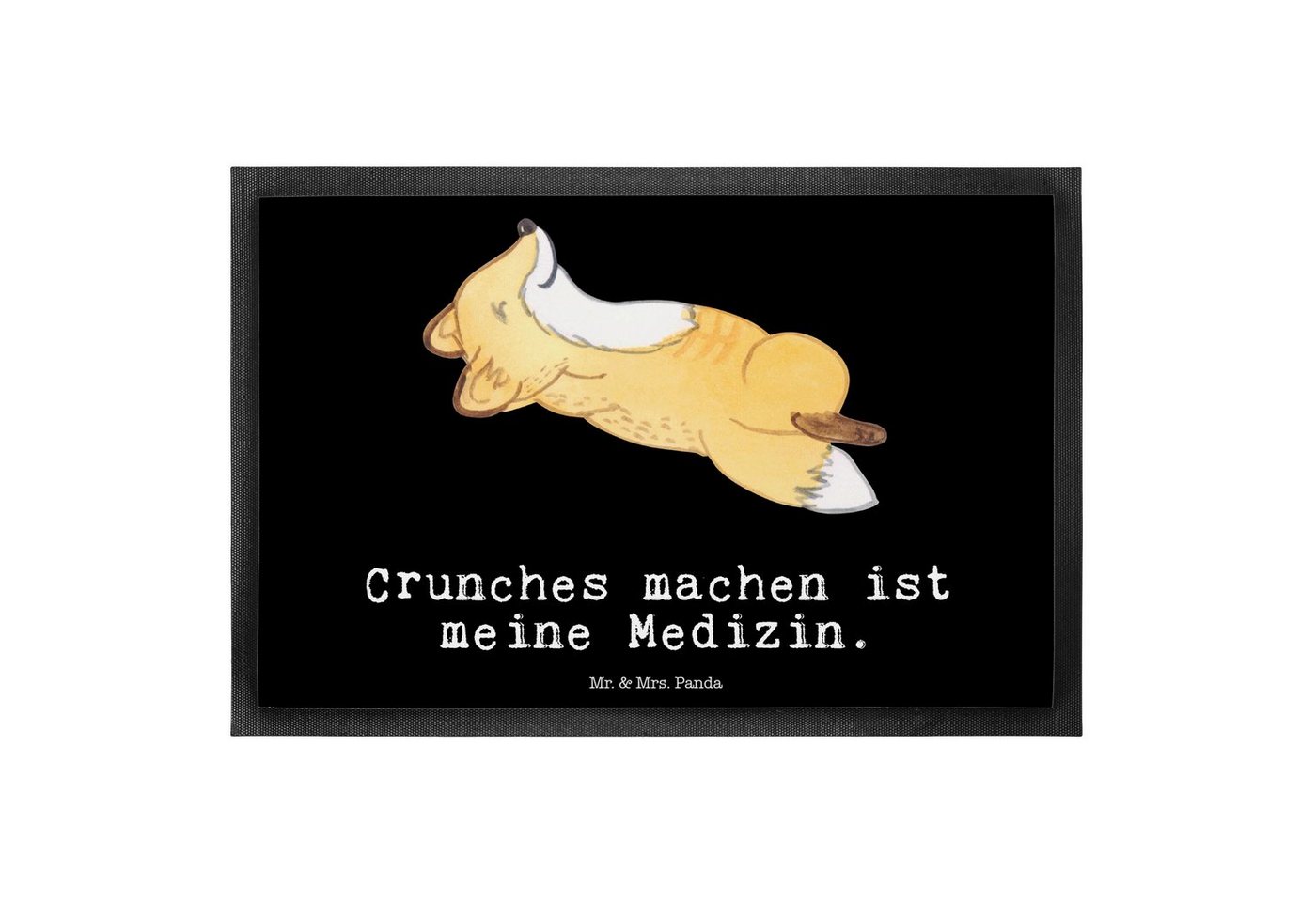 Fußmatte Fuchs Crunches Medizin - Schwarz - Geschenk, Fitness, Bauchpressen, F, Mr. & Mrs. Panda, Höhe: 0.6 mm von Mr. & Mrs. Panda