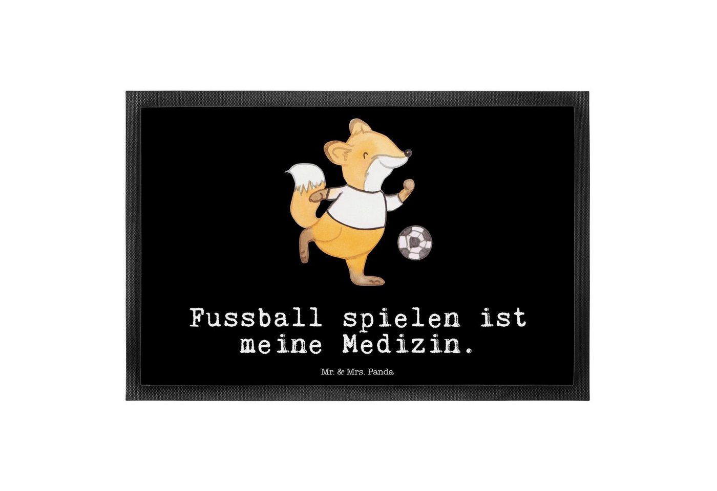 Fußmatte Fuchs Fußball spielen Medizin - Schwarz - Geschenk, Sport, Schmutzmat, Mr. & Mrs. Panda, Höhe: 0.6 mm von Mr. & Mrs. Panda