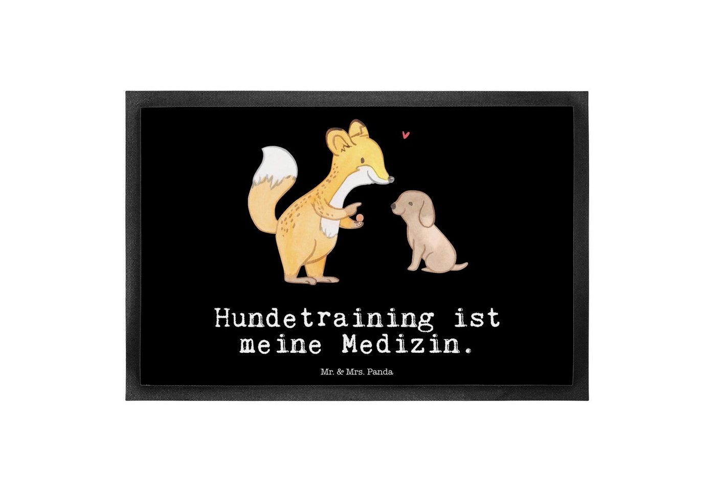 Fußmatte Fuchs Hundetraining Medizin - Schwarz - Geschenk, Sportler, Welpensch, Mr. & Mrs. Panda, Höhe: 0.6 mm von Mr. & Mrs. Panda