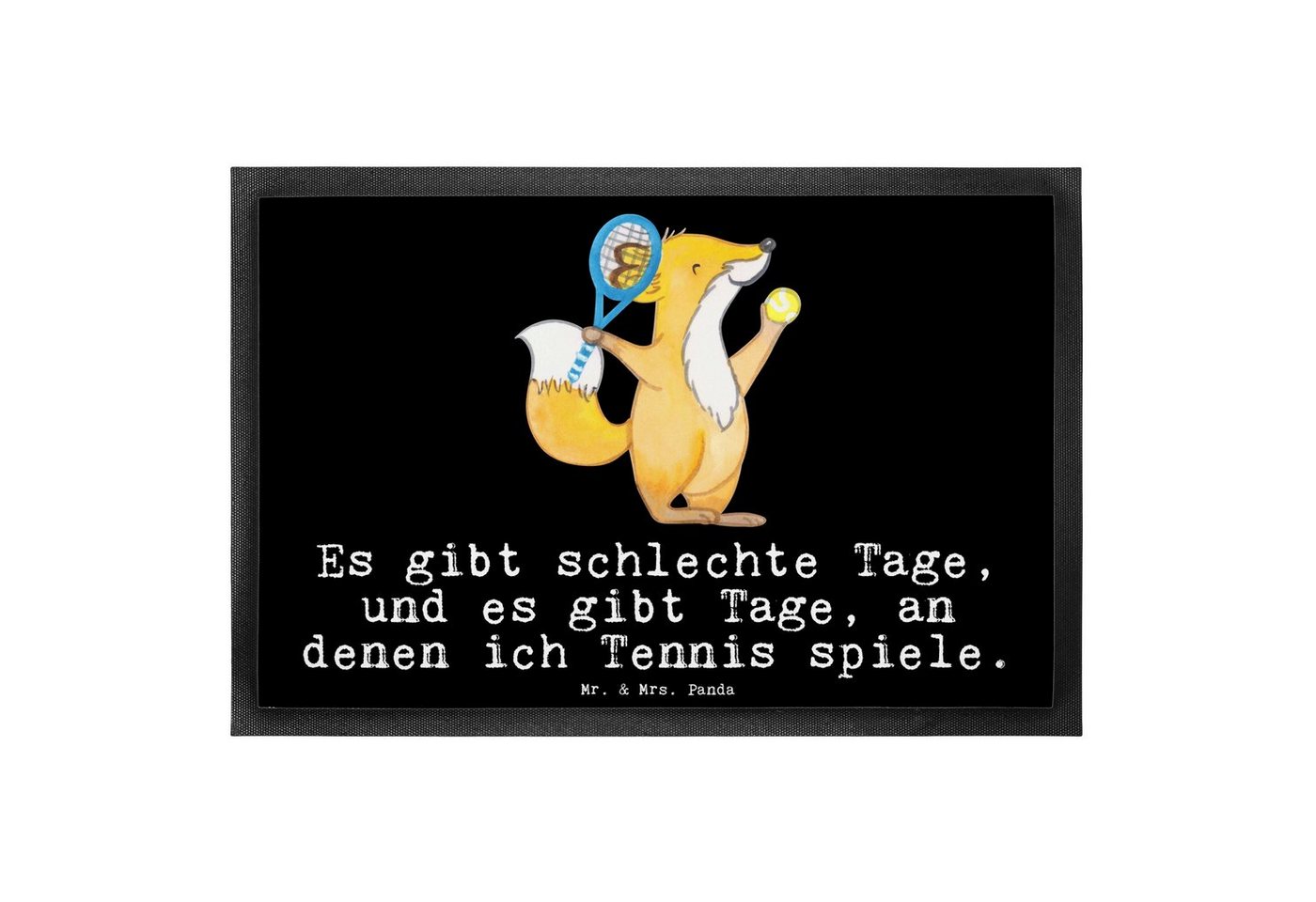 Fußmatte Fuchs Tennis spielen Tage - Schwarz - Geschenk, Vorleger, Schenken, S, Mr. & Mrs. Panda, Höhe: 0.6 mm von Mr. & Mrs. Panda