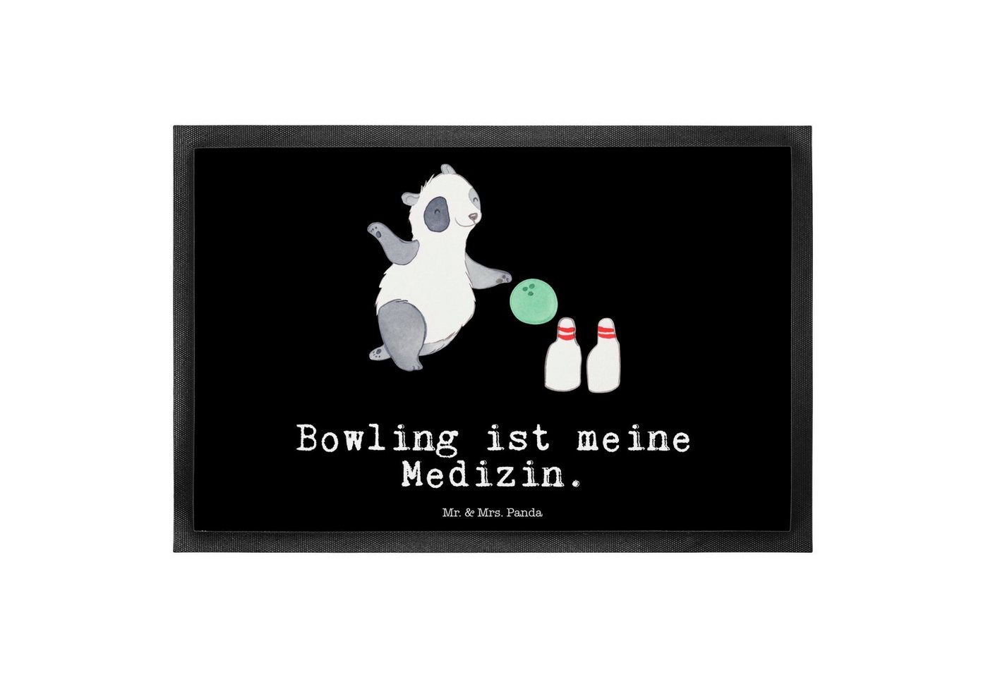 Fußmatte Panda Bowling Medizin - Schwarz - Geschenk, Türvorleger, Sportler, Ha, Mr. & Mrs. Panda, Höhe: 0.6 mm von Mr. & Mrs. Panda