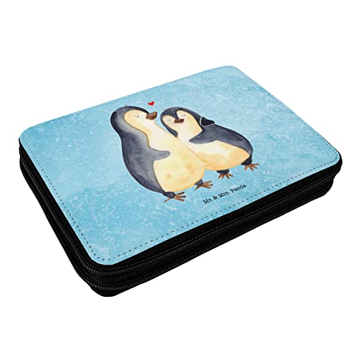 Mr. & Mrs. Panda Federmappe Pinguin umarmen - Geschenk, glücklich, Stifte Etui, Federmäppchen, Liebespaar, Federmäppchen Bedruckt, Schule, Motiv, von Mr. & Mrs. Panda