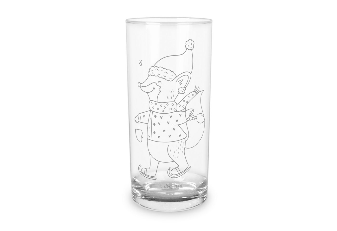 Mr. & Mrs. Panda Glas Fuchs Schlittschuhe 400 ml - Transparent - Geschenk, Winter, Wasserg, Premium Glas, Beeindruckende Gravur von Mr. & Mrs. Panda