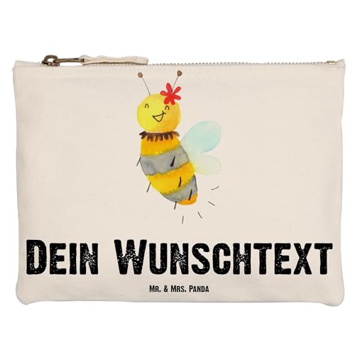 Mr. & Mrs. Panda Größe M Personalisierte Schminktasche Biene Blume - Personalisierte Geschenke, Stiftemäppchen mit Namen, Wespe, Schminktasche mit von Mr. & Mrs. Panda