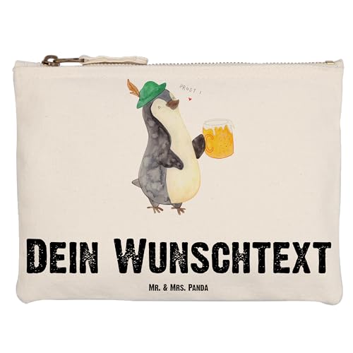 Mr. & Mrs. Panda Größe M Personalisierte Schminktasche Pinguin Bier - Personalisierte Geschenke, Pinguine, Kosmetiktasche mit Namen, Oktoberfest, von Mr. & Mrs. Panda