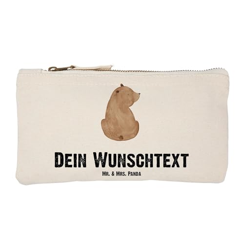 Mr. & Mrs. Panda Personalisierte Schminktasche Bär Schulterblick Größe S Klein - Personalisierte Geschenke, Teddybär, Bären, Schminktasche Leder Mit von Mr. & Mrs. Panda