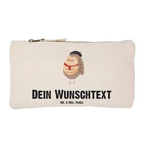 Mr. & Mrs. Panda Personalisierte Schminktasche Eule Frankreich Größe S Klein - Personalisierte Geschenke, glücklich, das Leben ist schön, von Mr. & Mrs. Panda