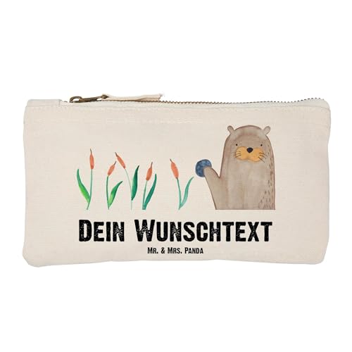 Mr. & Mrs. Panda Personalisierte Schminktasche Otter Stein Größe S Klein - Personalisierte Geschenke, Makeup Bg mit Namen, Otter Seeotter See Otter, von Mr. & Mrs. Panda