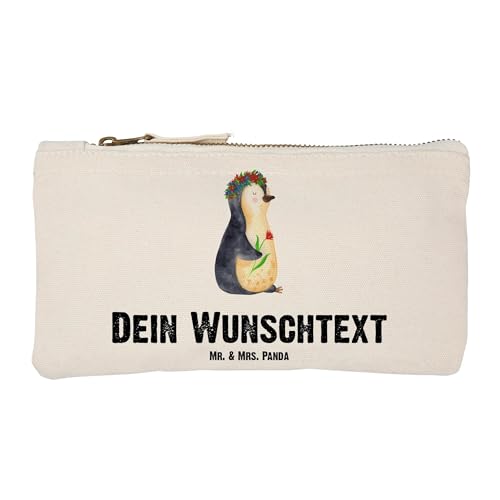 Mr. & Mrs. Panda Personalisierte Schminktasche Pinguin Blumen Größe S Klein - Personalisierte Geschenke, Schminktasche Blumen Mit Initialen, von Mr. & Mrs. Panda