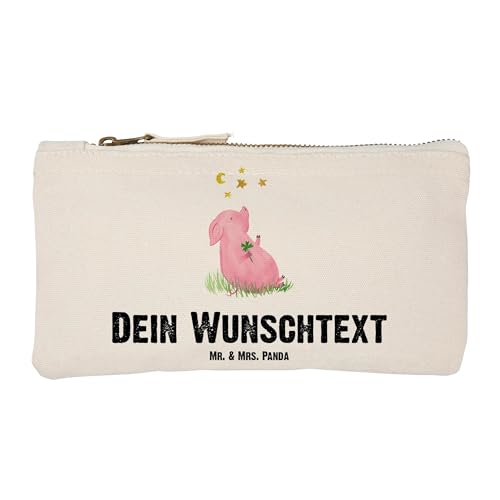 Mr. & Mrs. Panda Personalisierte Schminktasche Schwein Glück Größe S Klein - Personalisierte Geschenke, Schminktasche Mit Fächern Personalisiert, von Mr. & Mrs. Panda