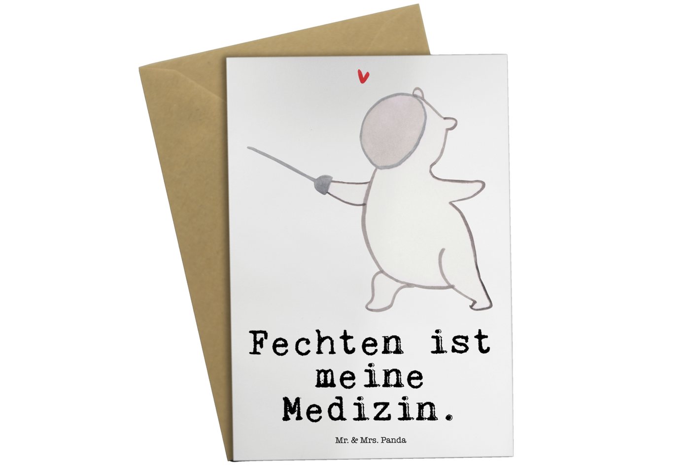 Mr. & Mrs. Panda Grußkarte Panda Fechten Medizin - Weiß - Geschenk, Fechter Bund, Geburtstagskar von Mr. & Mrs. Panda