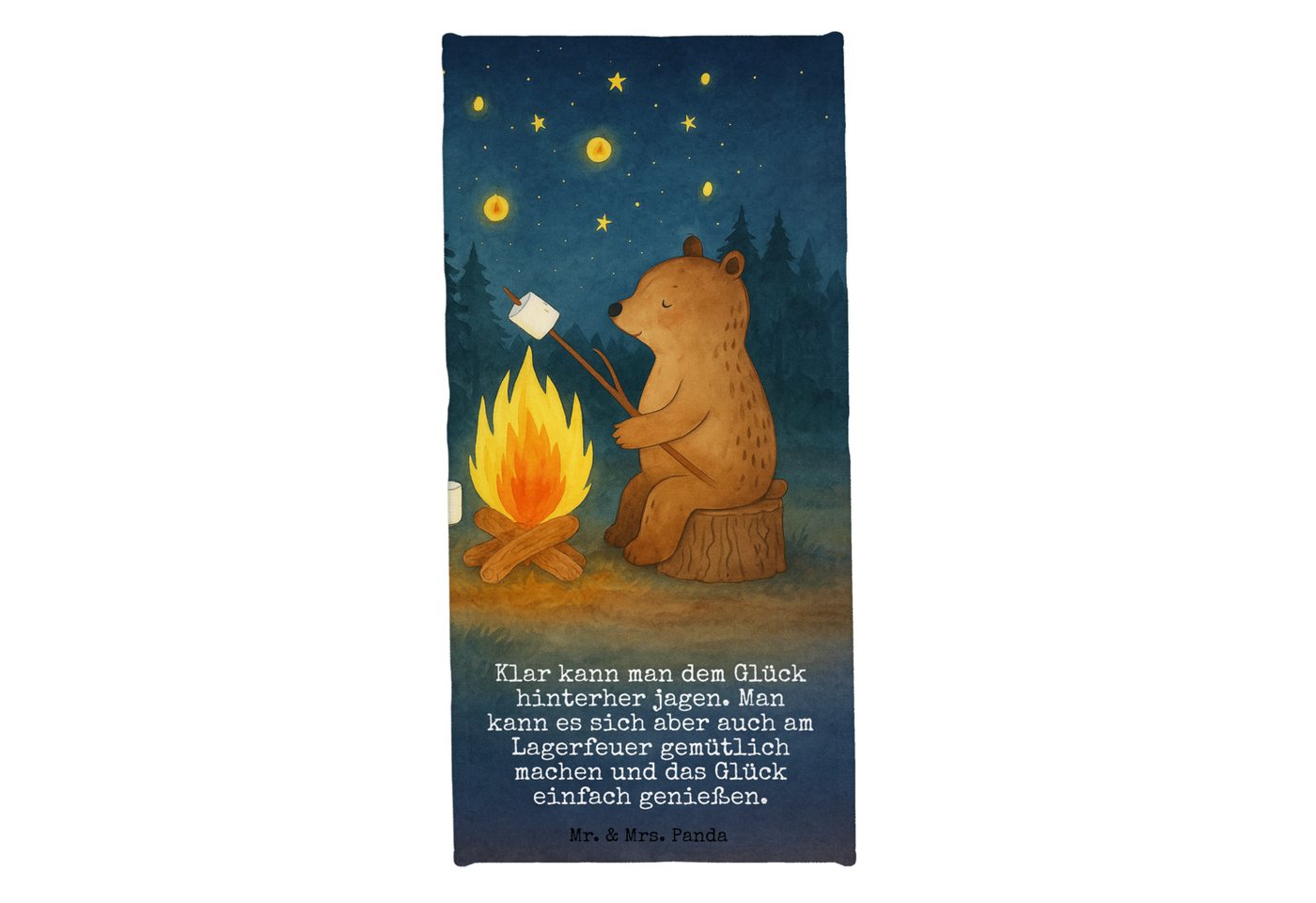 Mr. & Mrs. Panda Handtuch Bär & Marienkäfer Lagerfeuer Design - Weiß - Geschenk, Duschtuch, Sau, Kunstfaser (Packung, 1-St), Fröhliche Motive von Mr. & Mrs. Panda