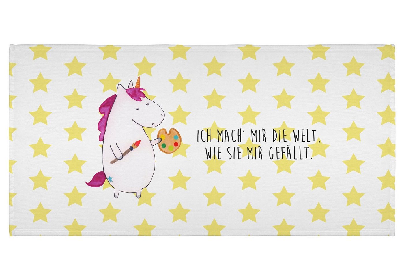 Mr. & Mrs. Panda Handtuch Einhorn Künstler - Weiß - Geschenk, Englisch, Pinsel, Stift, Reisehan, (1-St), Elegantes Design von Mr. & Mrs. Panda