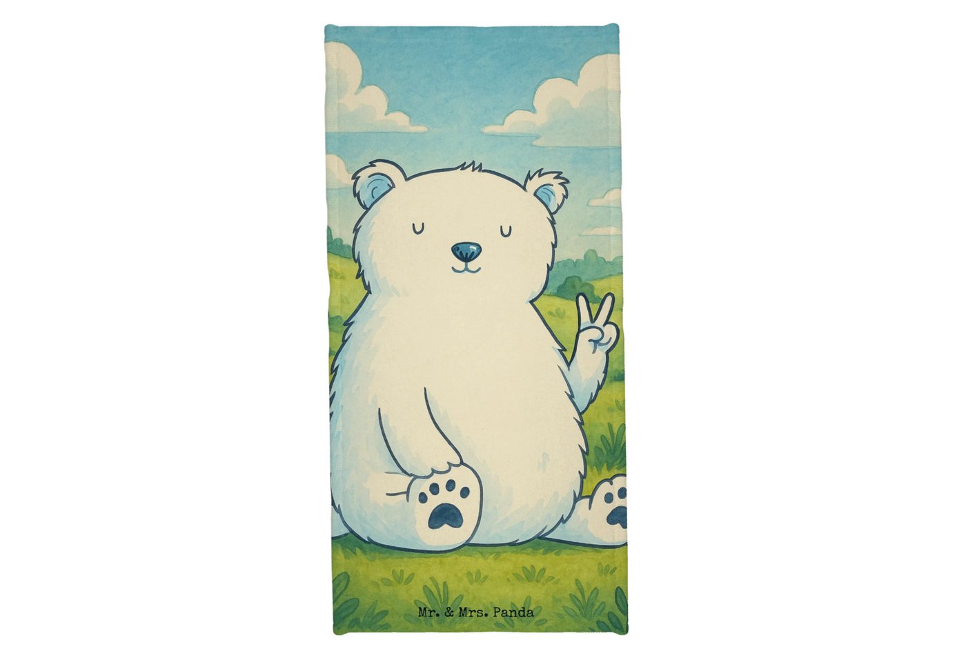 Mr. & Mrs. Panda Handtuch Eisbär Faul Design - Weiß - Geschenk, Strandtuch, Arbeitsplatz, Kinde, Kunstfaser (Packung, 1-St), Extra weich von Mr. & Mrs. Panda