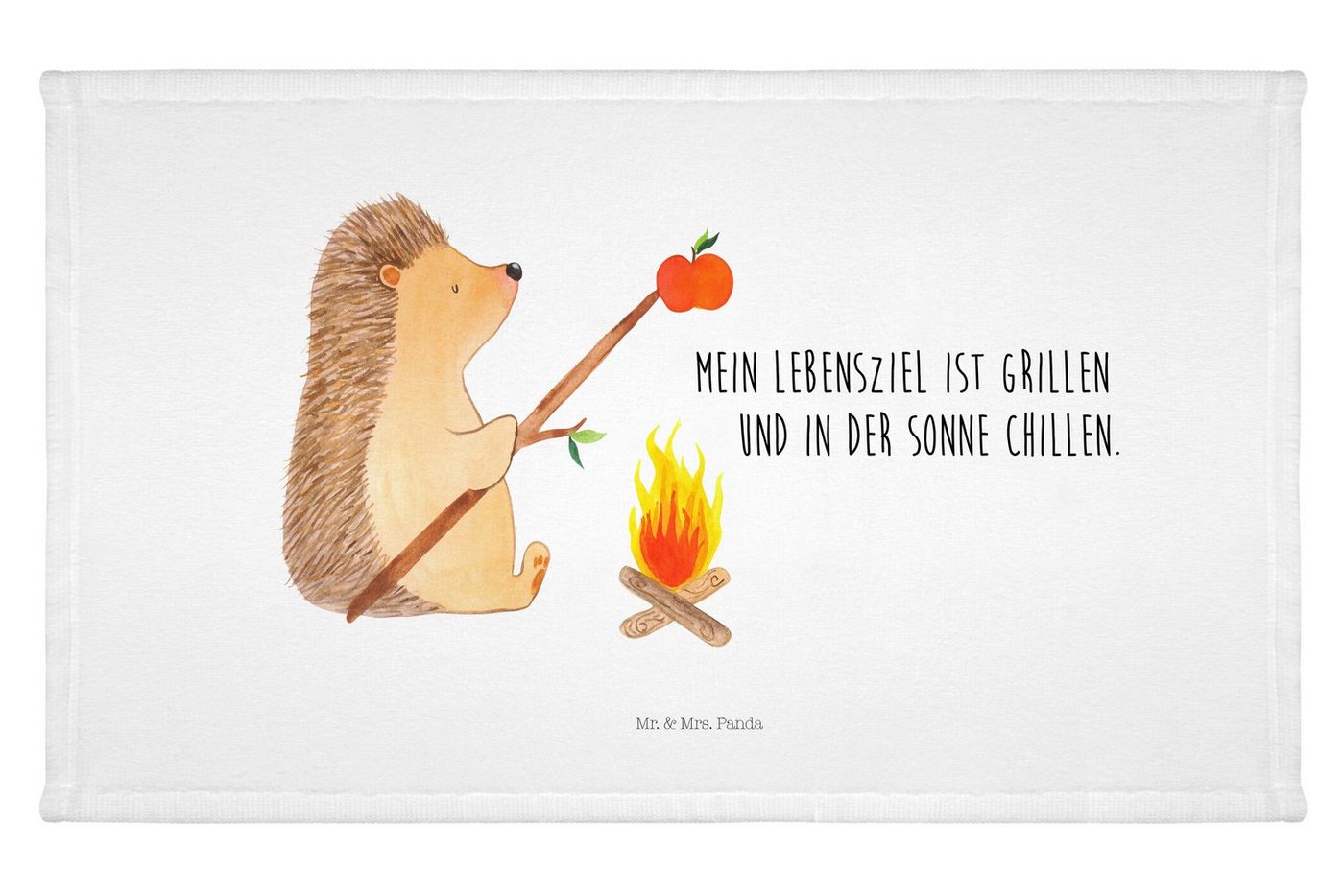Mr. & Mrs. Panda Handtuch Igel Grillen - Weiß - Geschenk, lustige Sprüche, Tiermotive, arbeitsl, (1-St), Süßes Motiv von Mr. & Mrs. Panda