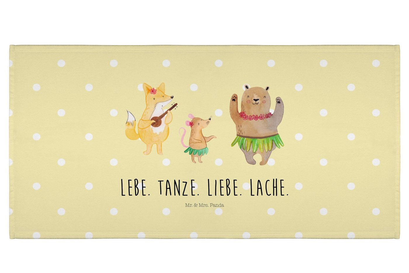 Mr. & Mrs. Panda Handtuch Waldtiere Aloha - Gelb Pastell - Geschenk, Handtuch Für Badezimmer 50, Kunstfaser (Packung, 1-St), Besondere Motive von Mr. & Mrs. Panda