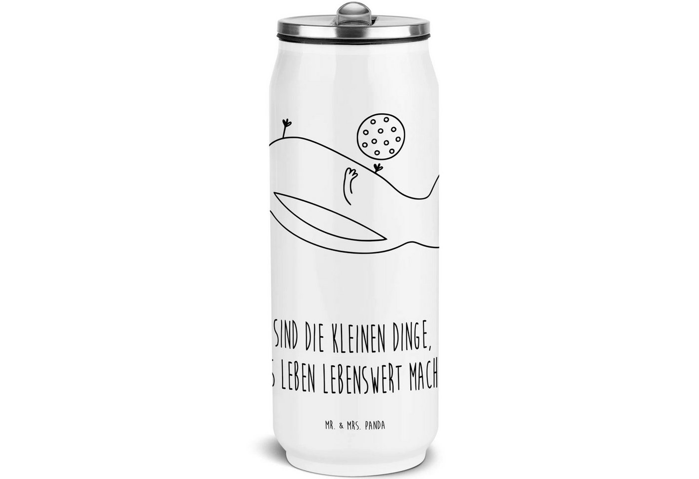 Mr. & Mrs. Panda Isolierflasche Stinktier Ball - Weiß - Geschenk, Dose Für Getränke, Trinkflasche Für, Praktischer Trinkhalm von Mr. & Mrs. Panda