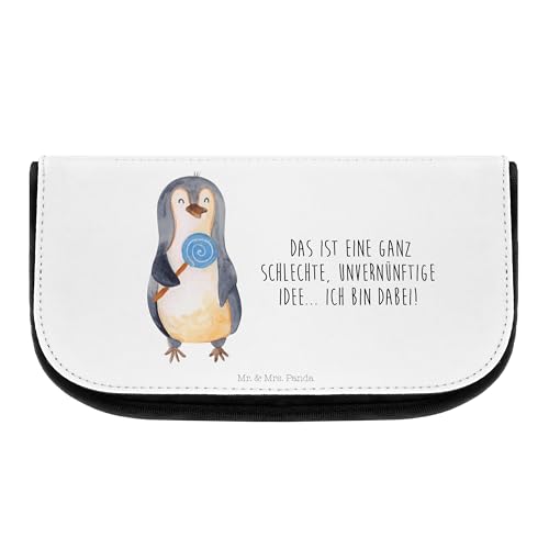Mr. & Mrs. Panda Kosmetiktasche Pinguin Lolli - Geschenk, Süßigkeiten, Rabauke, Kulturtasche, Kosmetikbeutel, Make-Up Tasche, Heißhunger, von Mr. & Mrs. Panda
