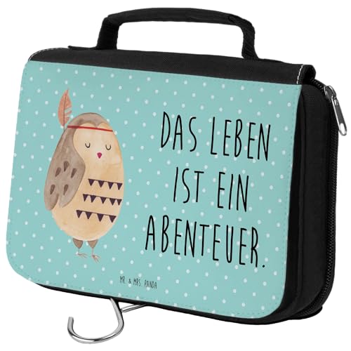Mr. & Mrs. Panda Kulturbeutel Eule Federschmuck - Geschenk, Damen, Kosmetiktasche, Kulturtasche, Zum Aufhängen, Abenteuer, Organizer, Eule Deko, von Mr. & Mrs. Panda