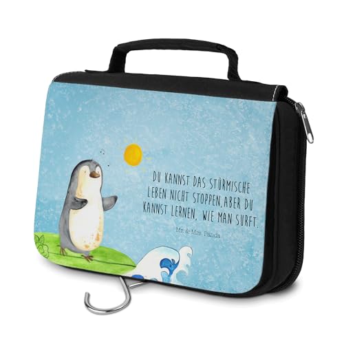 Mr. & Mrs. Panda Kulturbeutel Pinguin Surfer - Geschenk, Herren, Organizer, surfen, Kosmetikbeutel, Pinguine, Wellen, Hawaii, motiviert, Zum von Mr. & Mrs. Panda