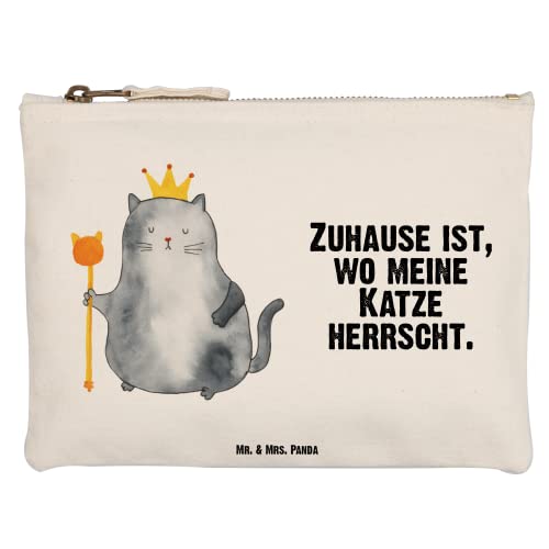 Mr. & Mrs. Panda Größe M Schminktasche Katzen Koenig - Geschenk, Mietze, Makeup, Katzenliebhaber, Mietzhaus, XXL, Krone, Stiftemäppchen, von Mr. & Mrs. Panda