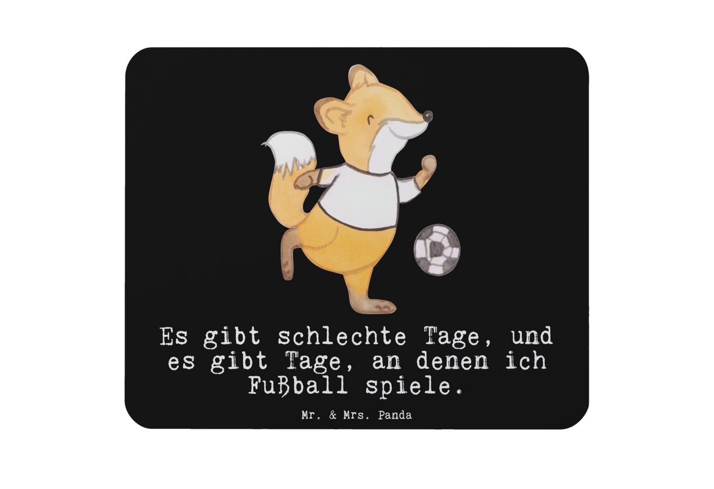Mr. & Mrs. Panda Mauspad Fuchs Fußball spielen - Schwarz - Geschenk, Arbeitszimmer, PC Zubehör (1-St), Made in Germany von Mr. & Mrs. Panda