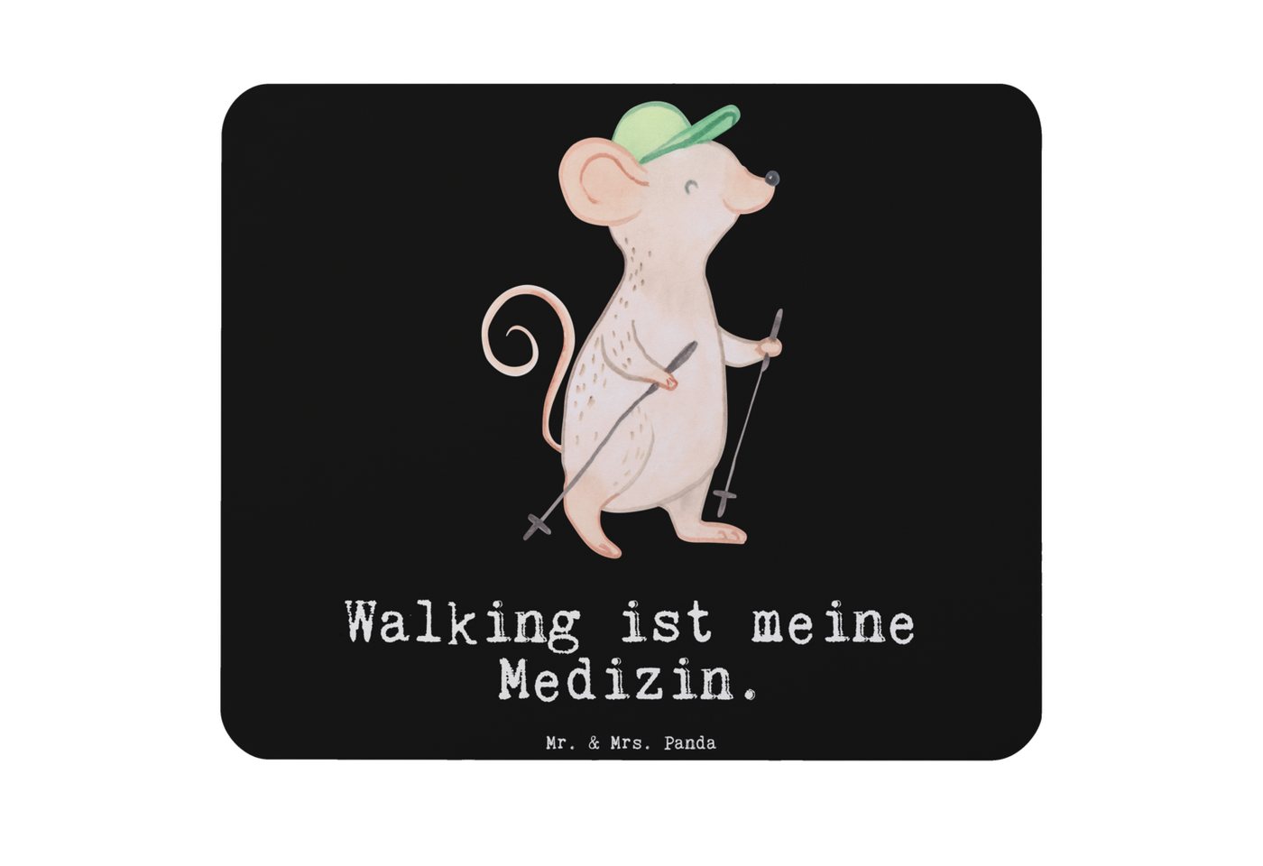 Mr. & Mrs. Panda Mauspad Maus Walking Medizin - Schwarz - Geschenk, Sport, Spazieren gehen, Ei (1-St) von Mr. & Mrs. Panda