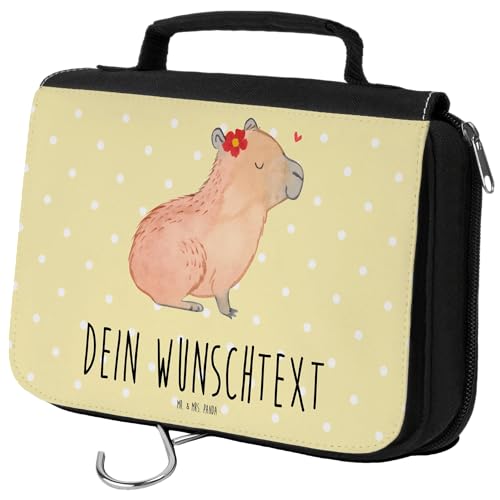 Mr. & Mrs. Panda Personalisierter Kulturbeutel Capybara Blume - Personalisierte Geschenke, Tiere, Kulturbeutel Organizer Mit Gravur, Tiermotive, von Mr. & Mrs. Panda