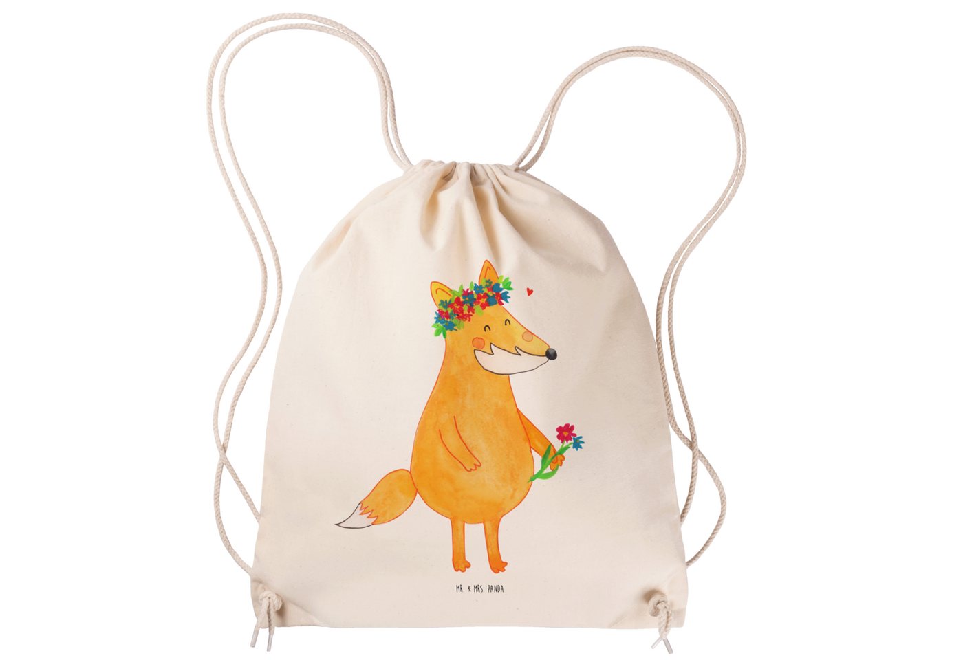 Mr. & Mrs. Panda Sporttasche Fuchs Blumen - Transparent - Geschenk, Blumenmädchen, Tasche, Freude, (1-tlg), Umweltfreundlich von Mr. & Mrs. Panda