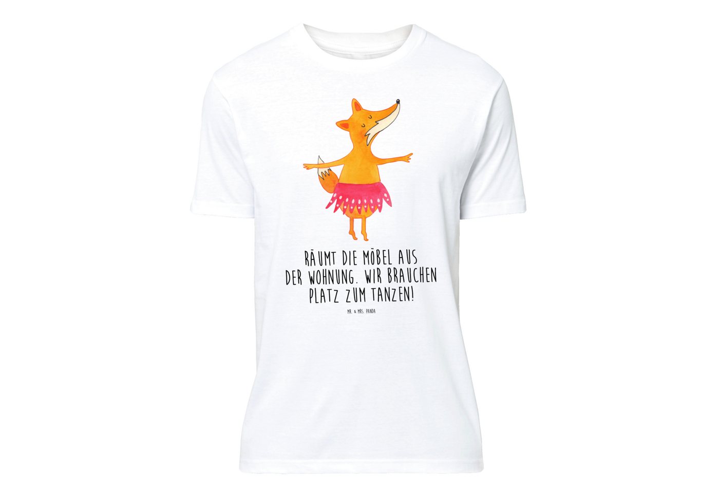 Mr. & Mrs. Panda T-Shirt Fuchs Ballerina - Weiß - Geschenk, Shirt, Jubiläum, tanzen, Party, Ge (1-tlg) von Mr. & Mrs. Panda