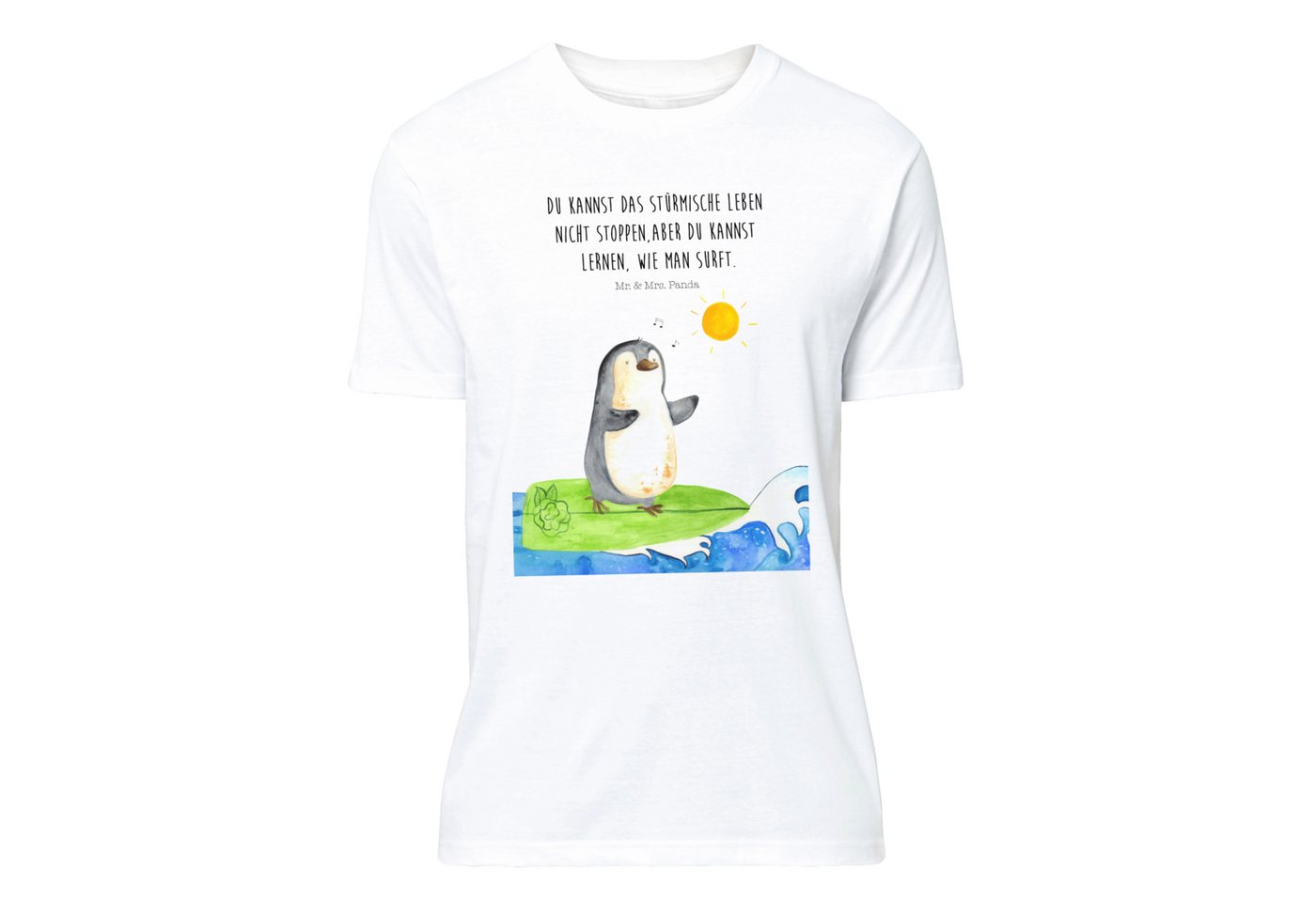 Mr. & Mrs. Panda T-Shirt Pinguin Surfer - Weiß - Geschenk, Damen, Wellen, Portugal, Schlafshir (1-tlg) von Mr. & Mrs. Panda