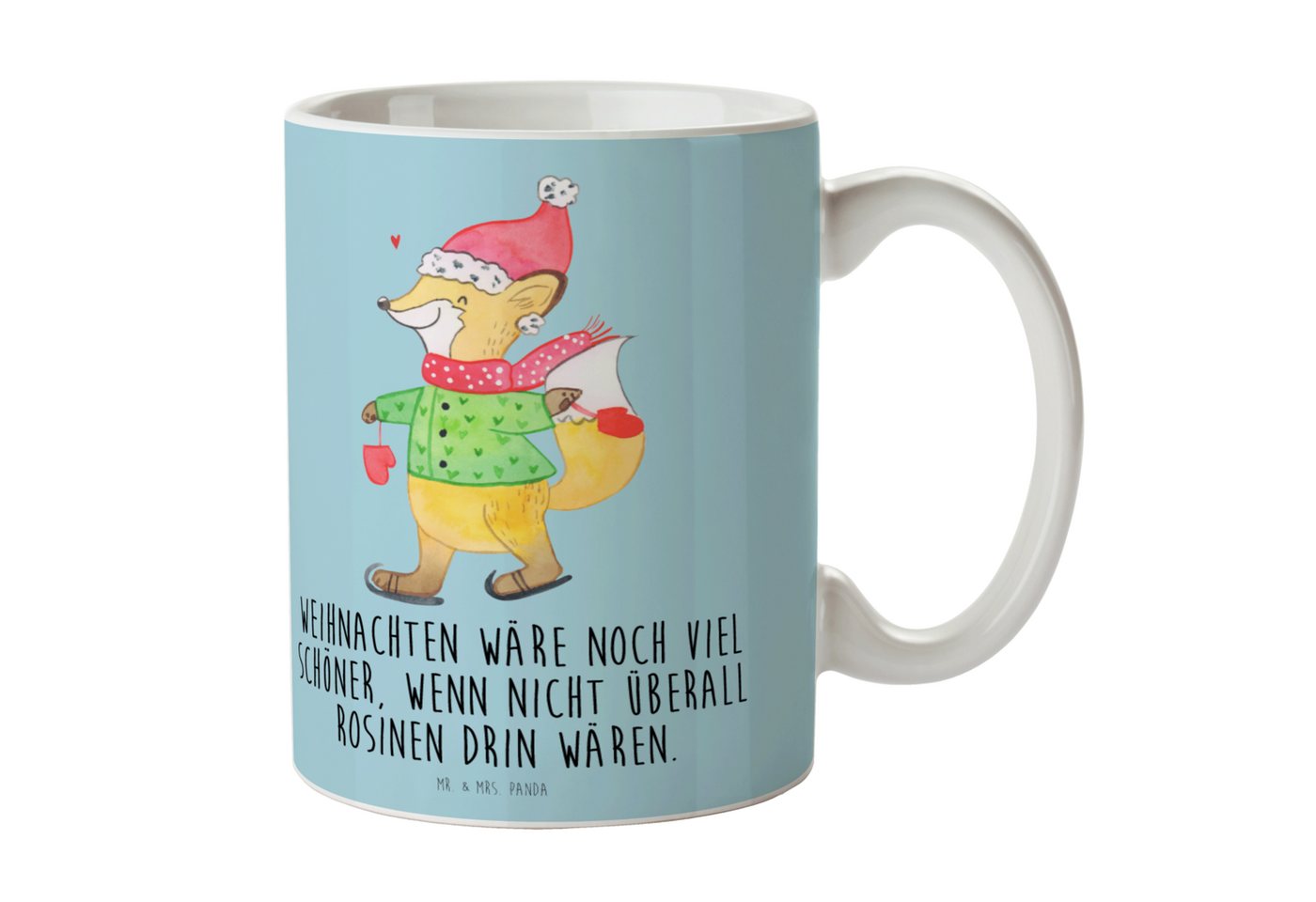Mr. & Mrs. Panda Tasse Fuchs Schlittschuhe - Eisblau - Geschenk, Nikolaus, Tasse Sprüche, W, Keramik von Mr. & Mrs. Panda