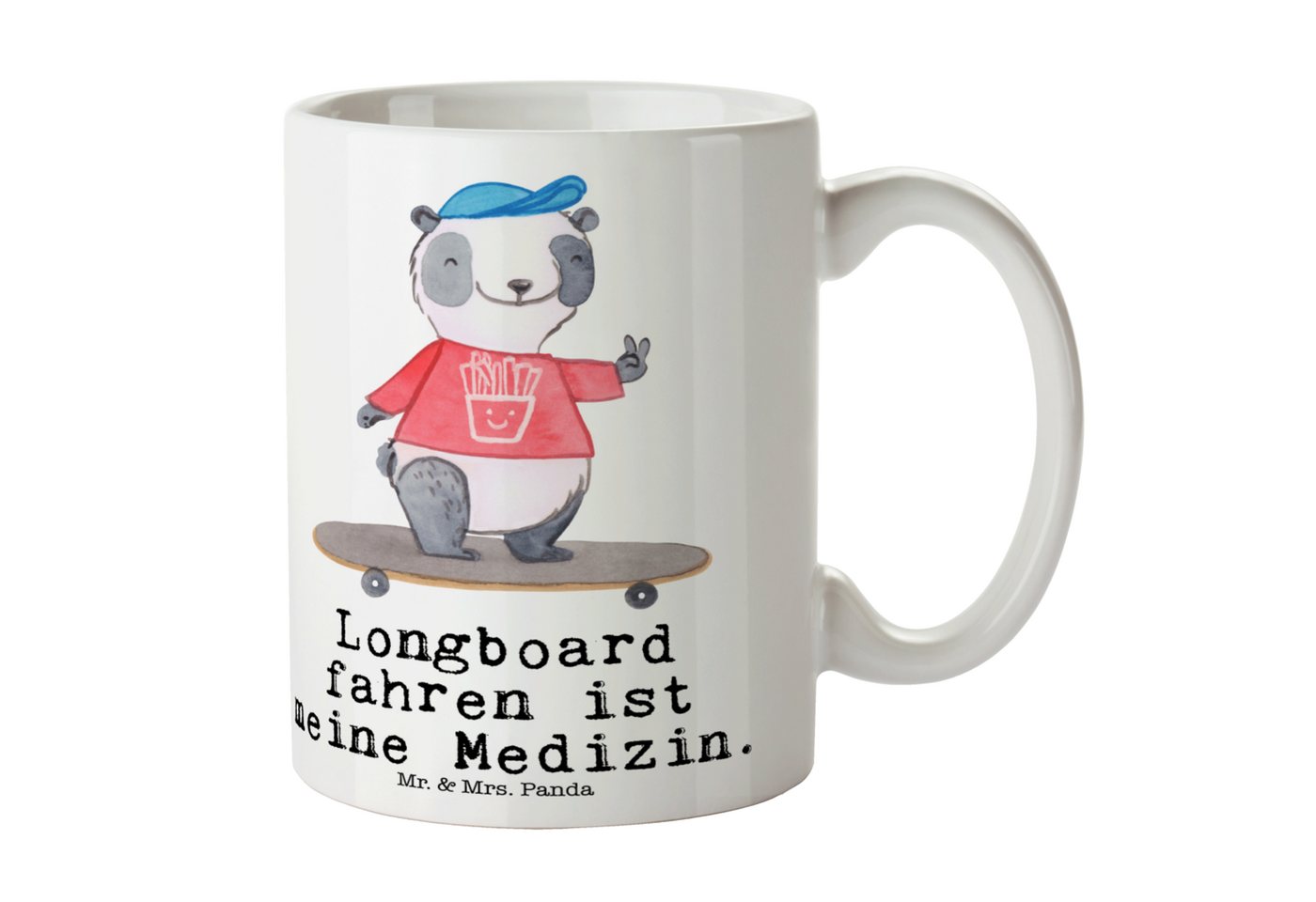 Mr. & Mrs. Panda Tasse Panda Longboard fahren - Weiß - Geschenk, Auszeichnung, Tasse Motive, Keramik, Brillante Bedruckung von Mr. & Mrs. Panda