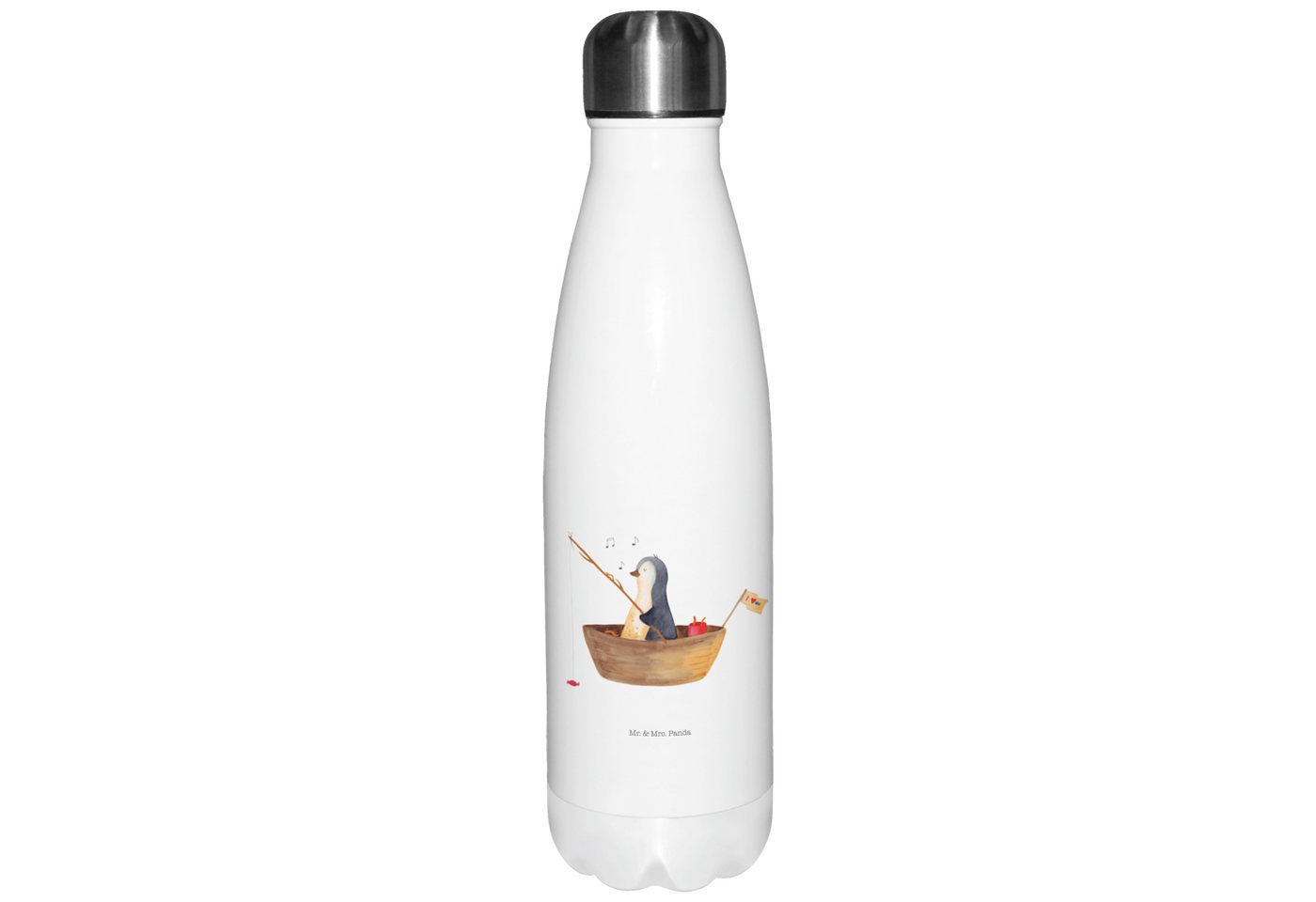 Mr. & Mrs. Panda Thermoflasche Pinguin Angelboot - Weiß - Geschenk, Trennung, Isolierflasche, Thermo, Liebevolle Designs von Mr. & Mrs. Panda