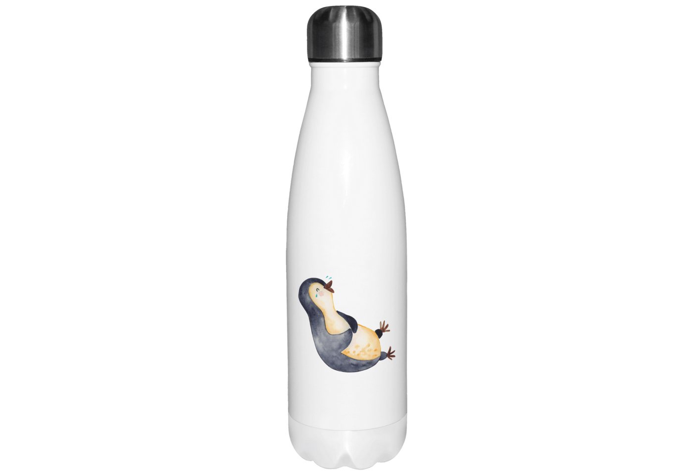 Mr. & Mrs. Panda Thermoflasche Pinguin lachend - Weiß - Geschenk, Thermos, lustiger Spruch, funny, F von Mr. & Mrs. Panda