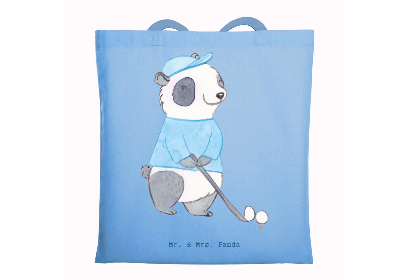 Mr. & Mrs. Panda Tragetasche Panda Golfen - Sky Blue - Geschenk, Golf spielen, Beuteltasche, Ausze (Packung, 1-tlg., Tragetasche Panda Golfen Tage), Fröhliches Design von Mr. & Mrs. Panda