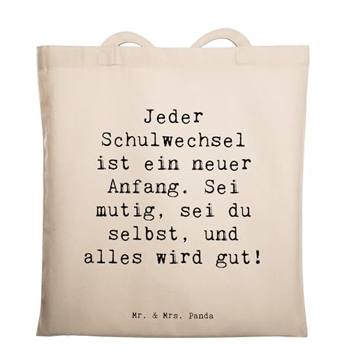 Mr. & Mrs. Panda Tragetasche Spruch Einen Schulwechsel bewältigen - Geschenk, inspirierende Worte, Neuanfang, Strandtasche, Einkaufstüte, von Mr. & Mrs. Panda