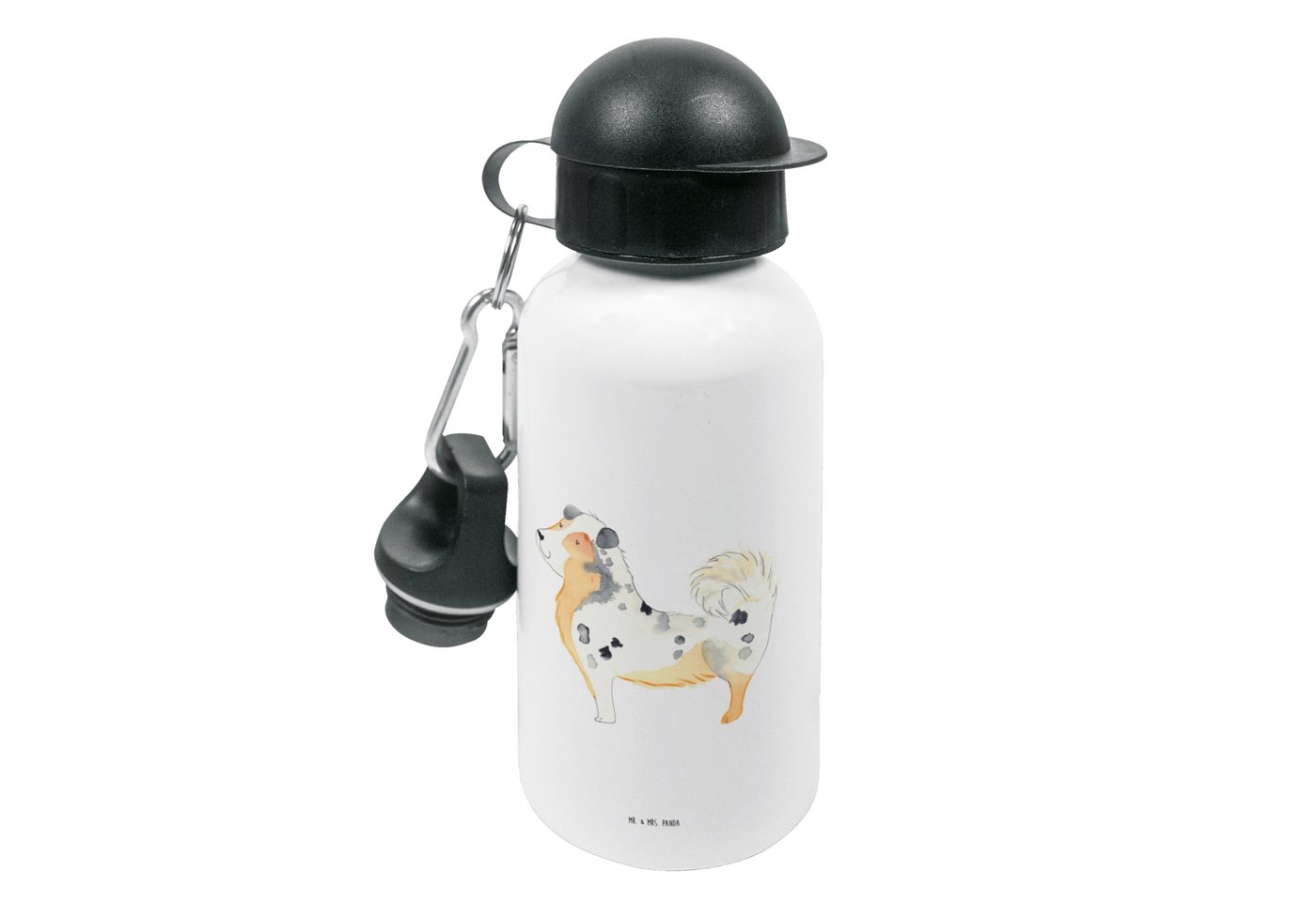 Mr. & Mrs. Panda Trinkflasche Hund Australien Shepherd - Weiß - Geschenk, flauschig, Hundemotiv, Au, Fröhliche Motive von Mr. & Mrs. Panda