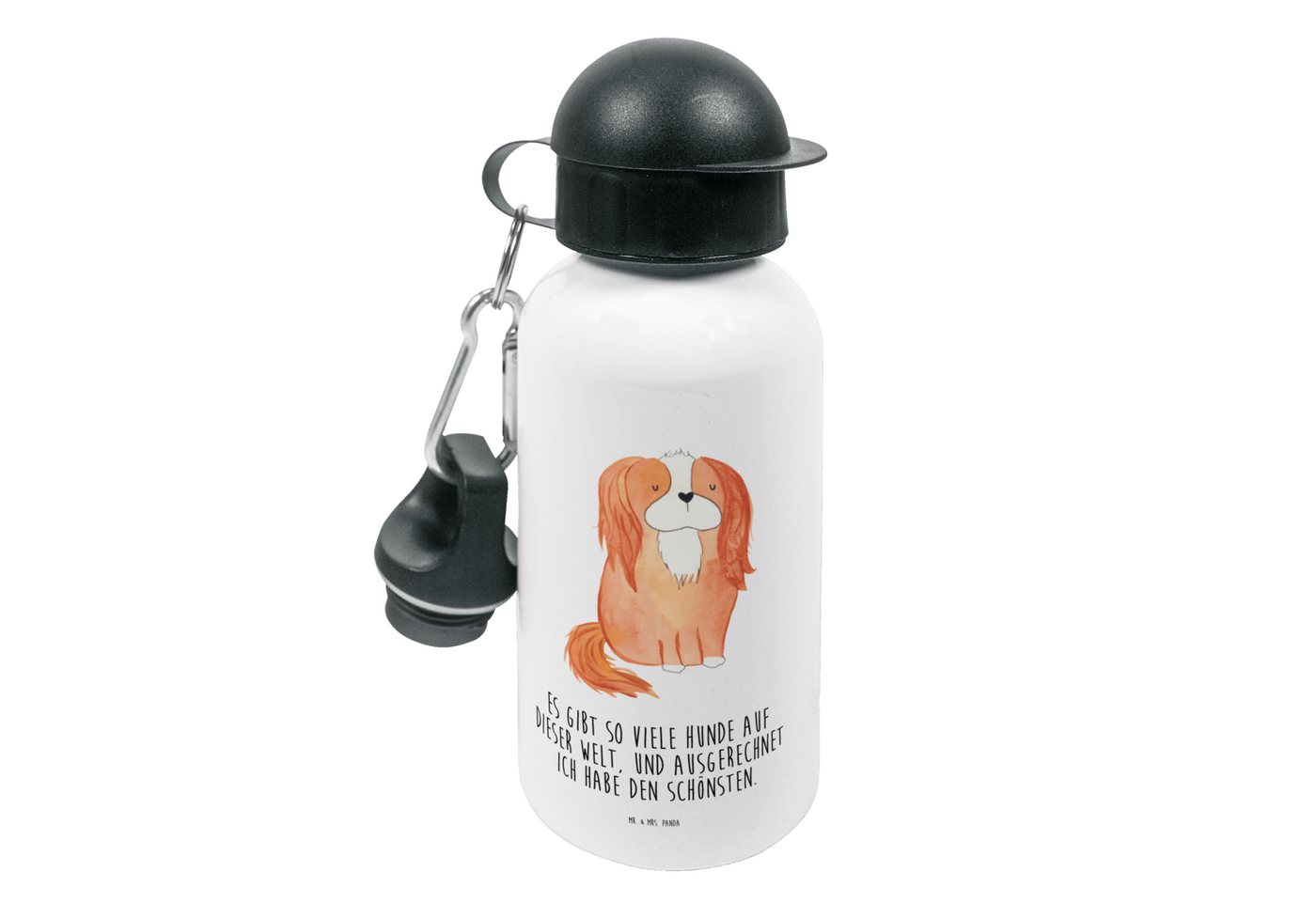 Mr. & Mrs. Panda Trinkflasche Hund Cavalier King Charles Spaniel - Weiß - Geschenk, Jungs, schönste, Mundstück mit Deckel von Mr. & Mrs. Panda